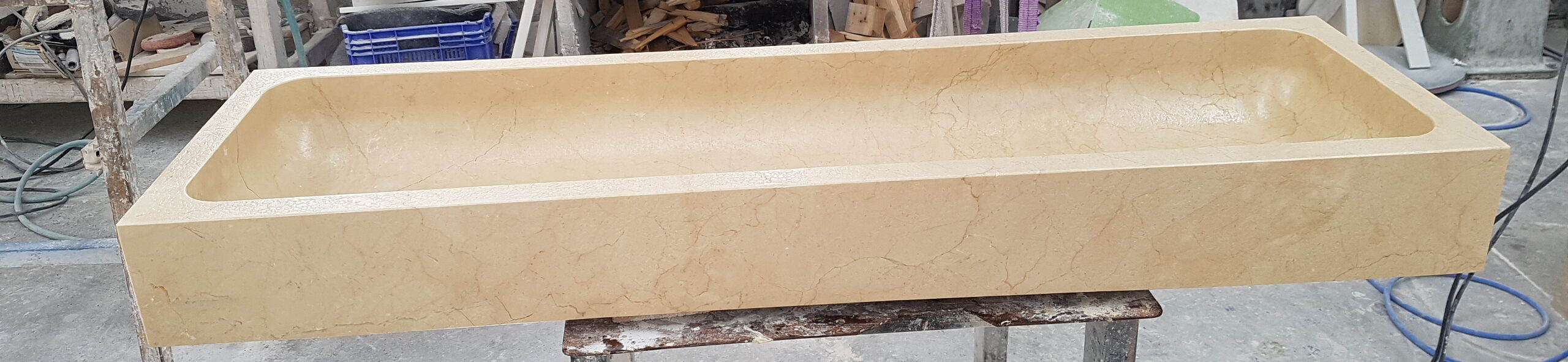 LAVABO ENCIMERA EN MARMOL CREMA MARFIL ENVEJECIDO
