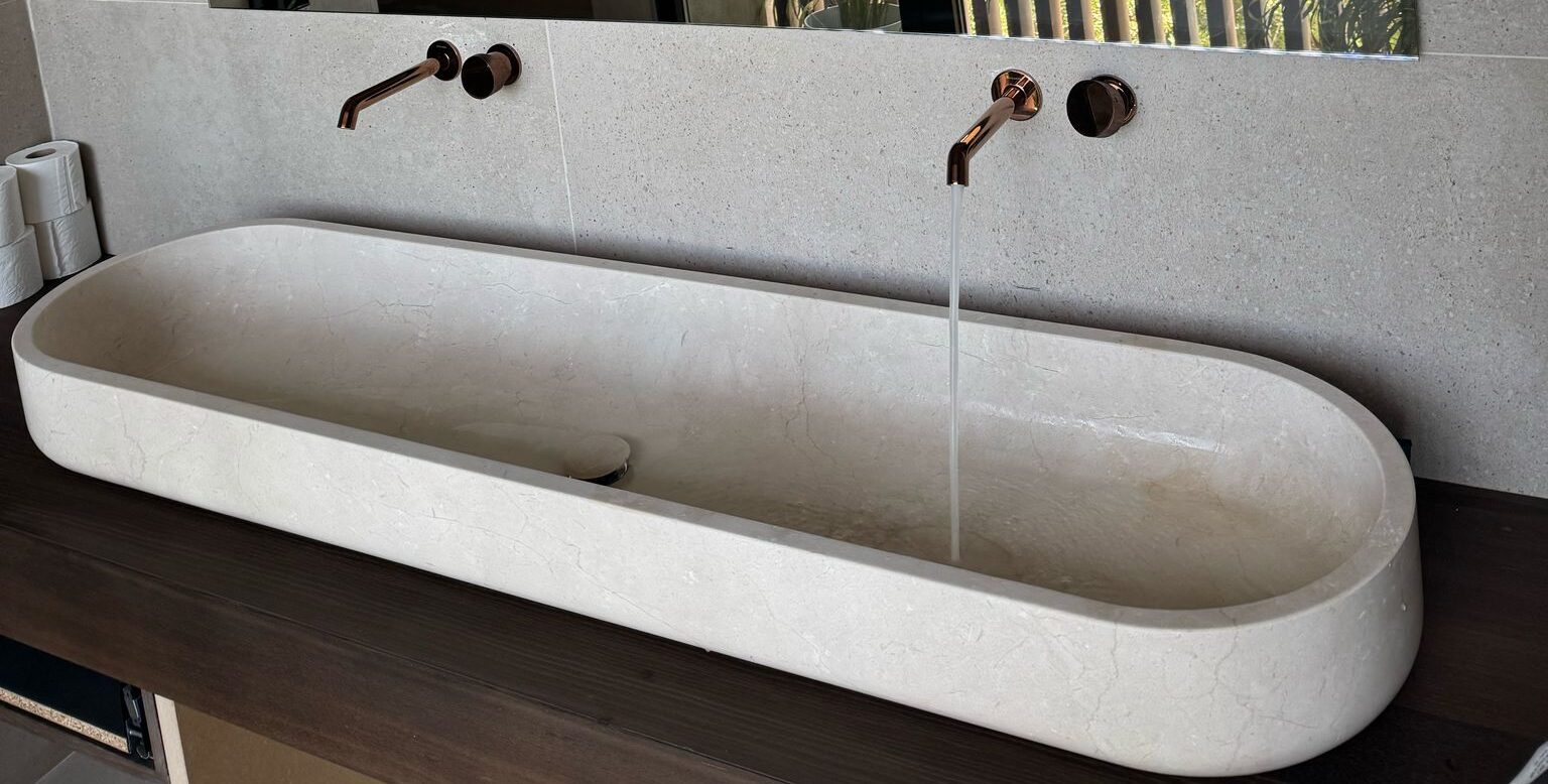 LAVABO ENCIMERA EN MARMOL CREMA MARFIL OVAL