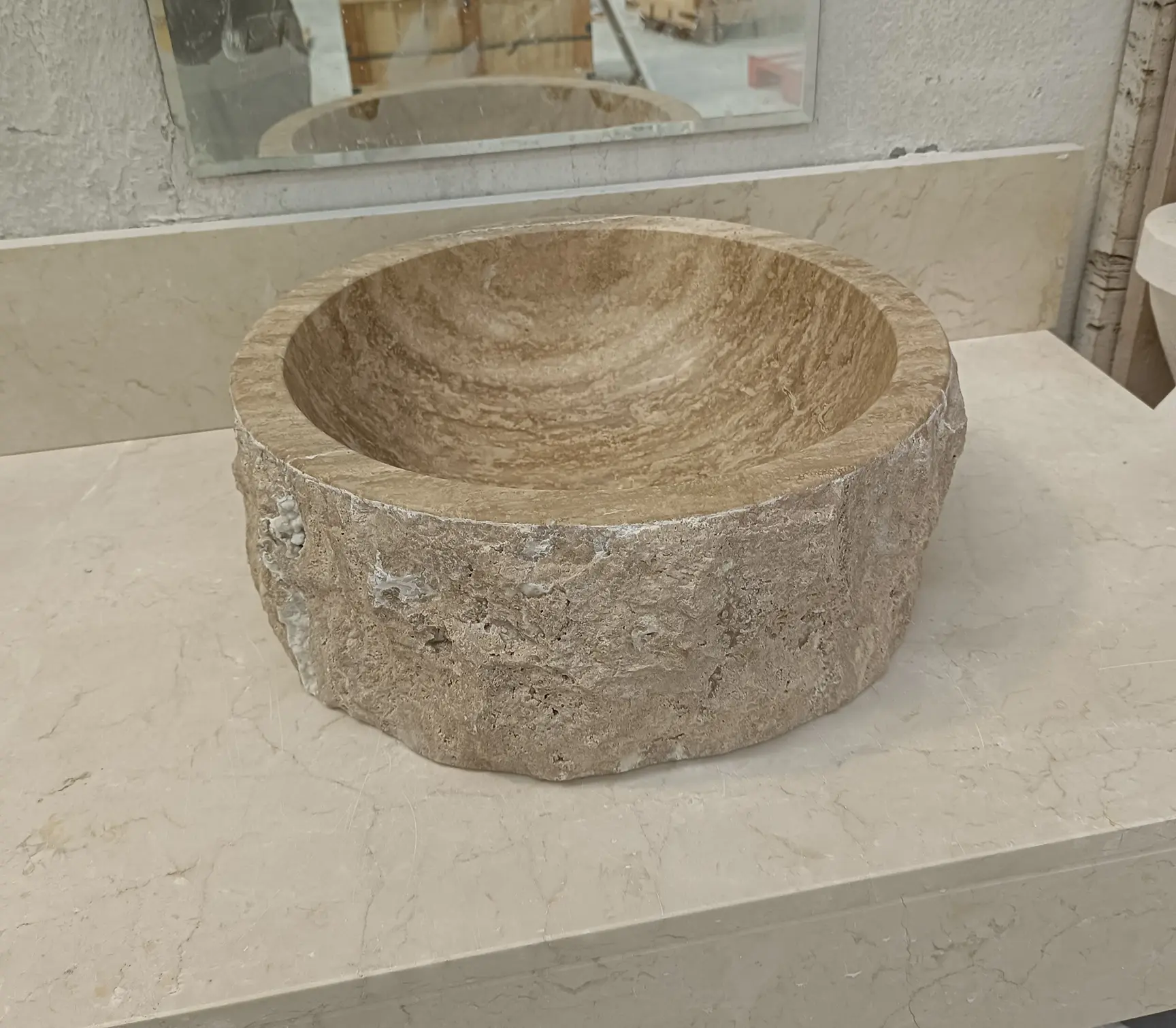 GB 451 LAVABO RÚSTICO TRAVERTINO REDONDO