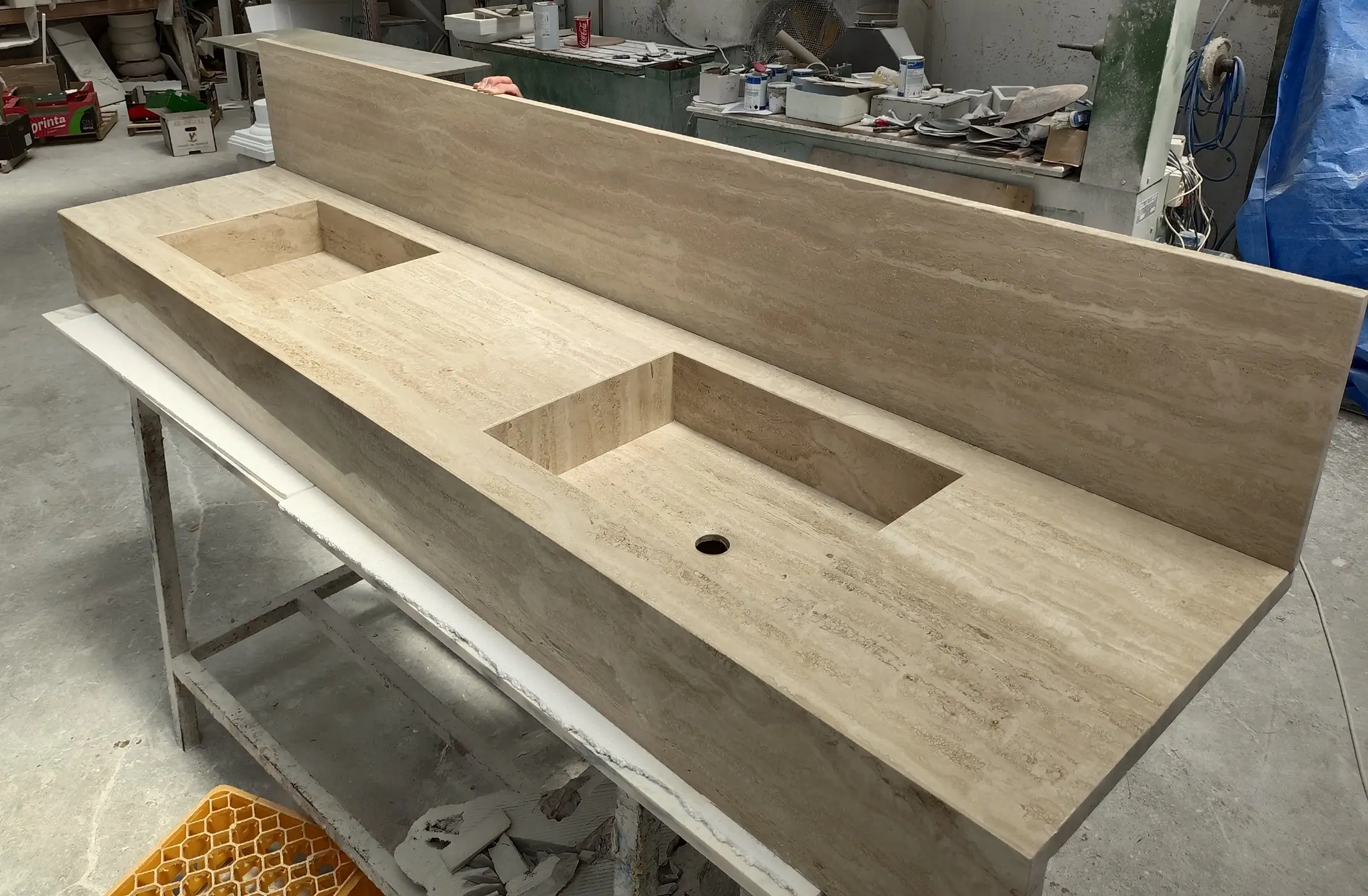 GB 2 LAVABO ENCIMERA TRAVERTINO ROMANO